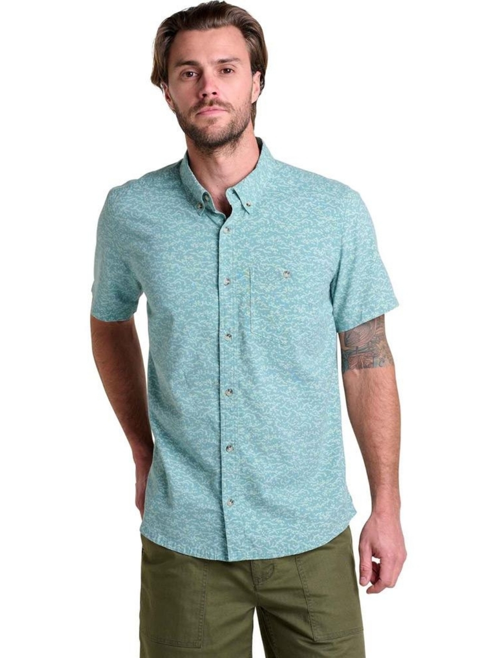 Toad&Co Mattock II Short-Sleeve Button-Up Shirt Men's Green Size Small